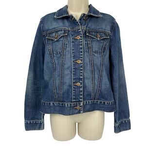 Vintage GAP Jean Jacket Womens Medium Blue Denim Button Up Trucker Western Y2K